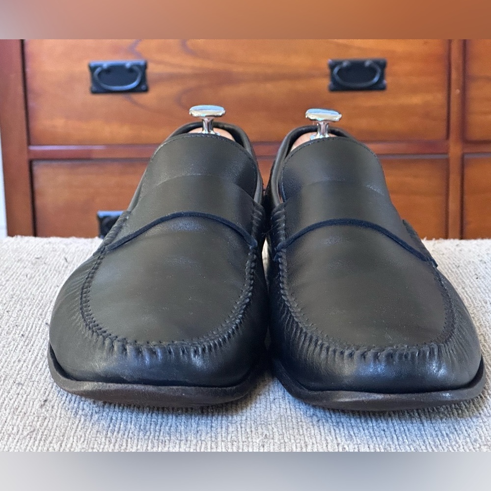 Santoni Black Leather Men’s Slip On Penny Loafers Size 13 D - Picture 3 of 15